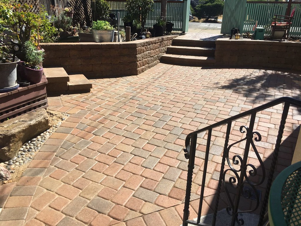 View from porch - pavers just sealed, showing enhanced appearance